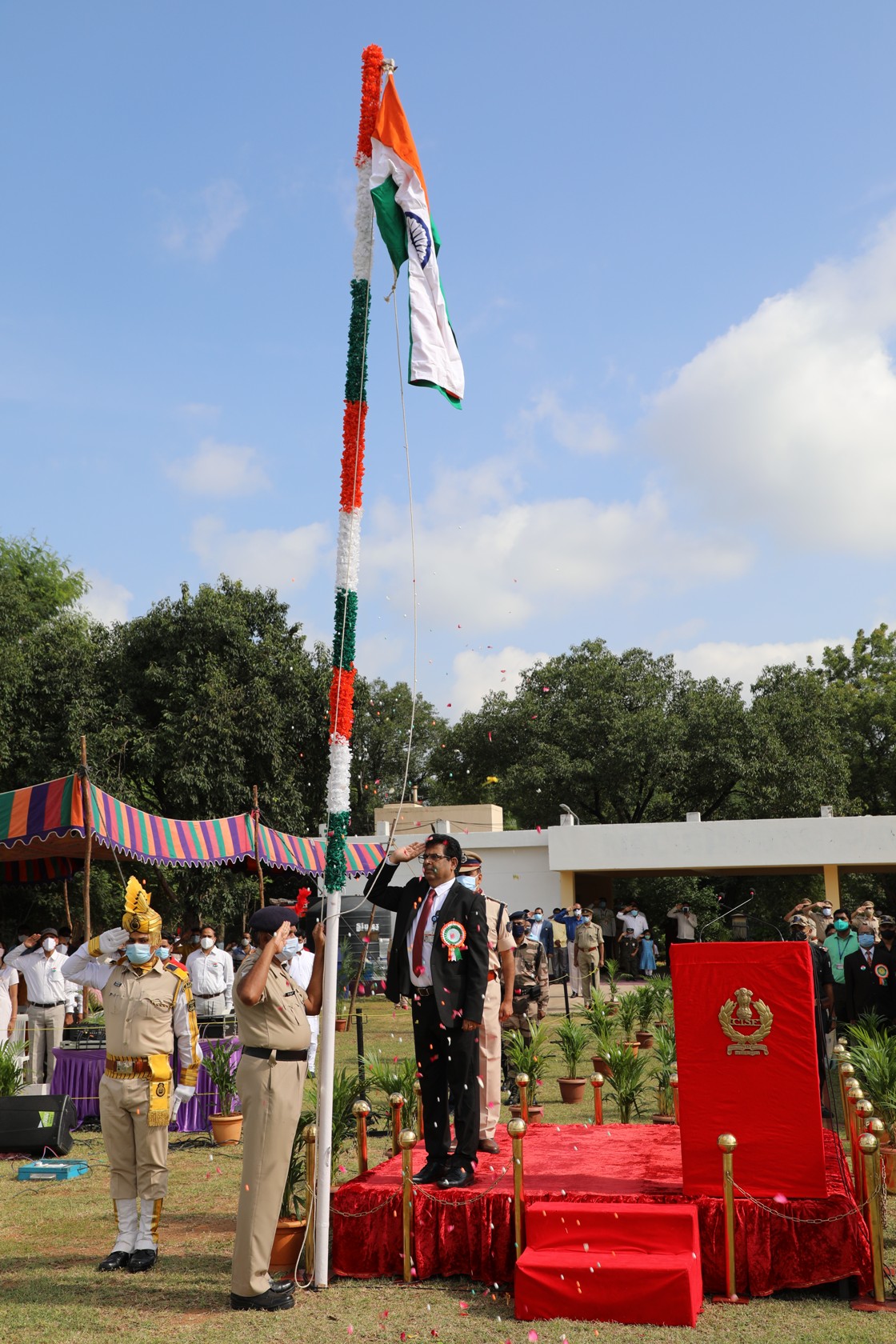 Flag hoisting by Dr. Dinesh Srivastava, CE, NFC.