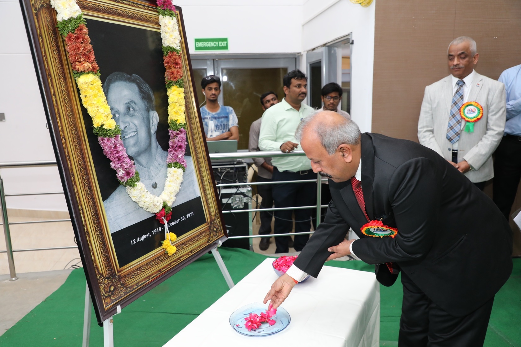 Floral tributes to the portray of Dr.Vikram Sarabhai