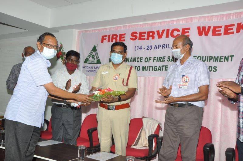 Welcoming the Chief guest for the function with bouquet by Mgr Utility.