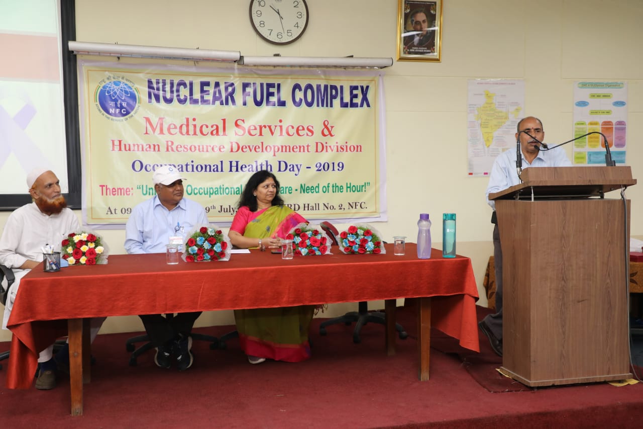 Chief Guest Sri G. Prasad Rao, Executive Advisor to CE, NFC addressing the gathering.