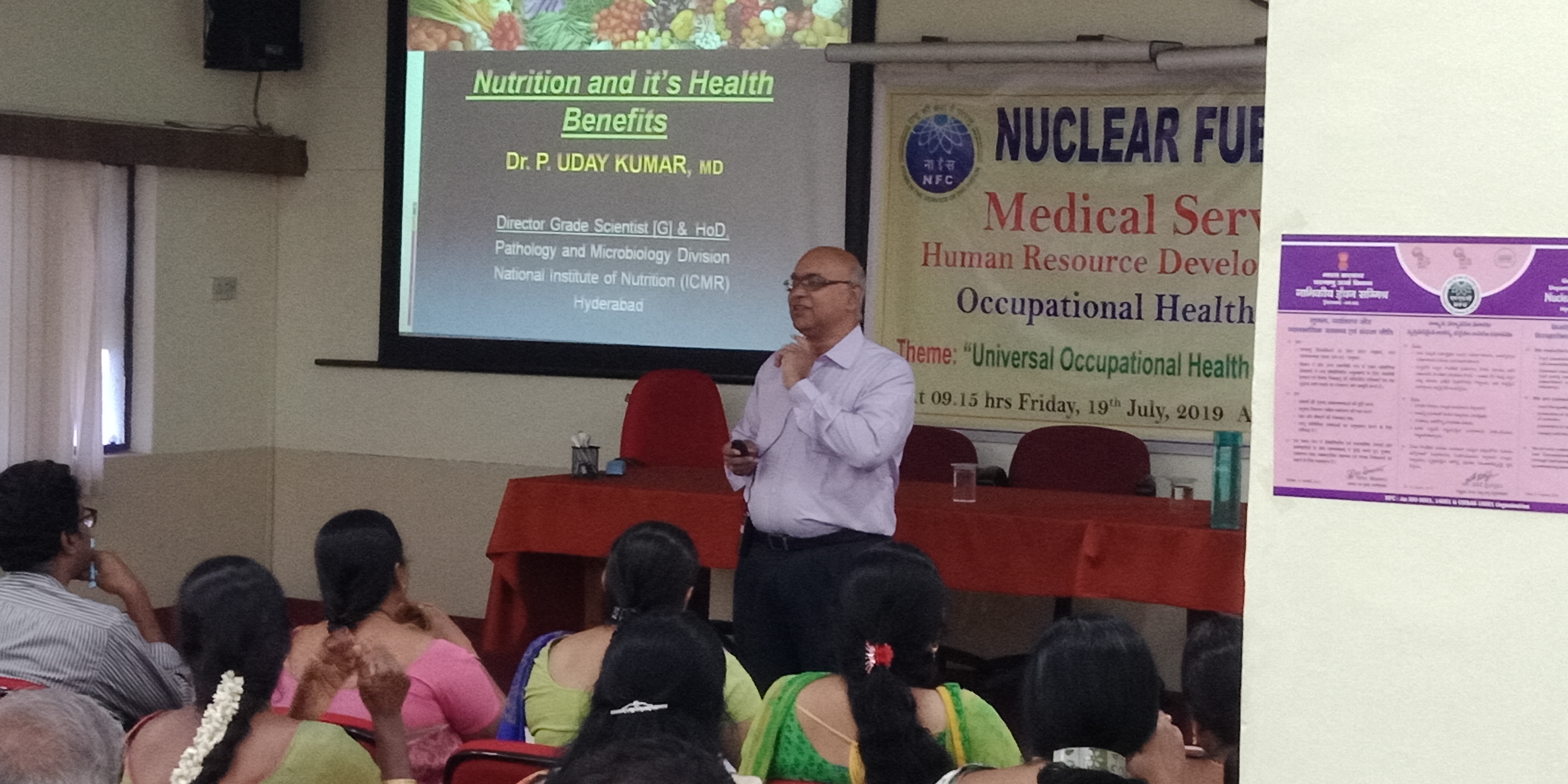 Dr.P. Uday Kumar, Director, NIN delivering a talk
