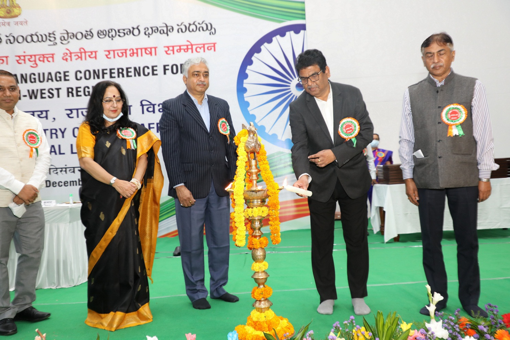 Dr. Dinesh Srivastava,  Chairman & Chief Executive, NFC lighting the lamp during the inauguration