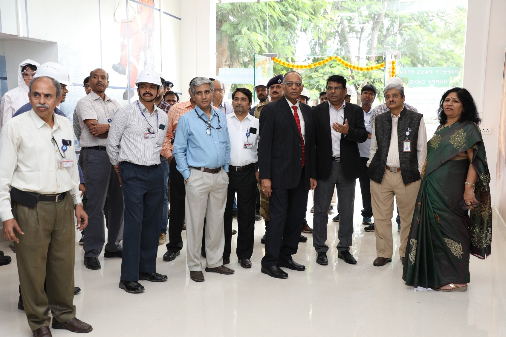 Dignitaries visiting the safety exhibition hall.