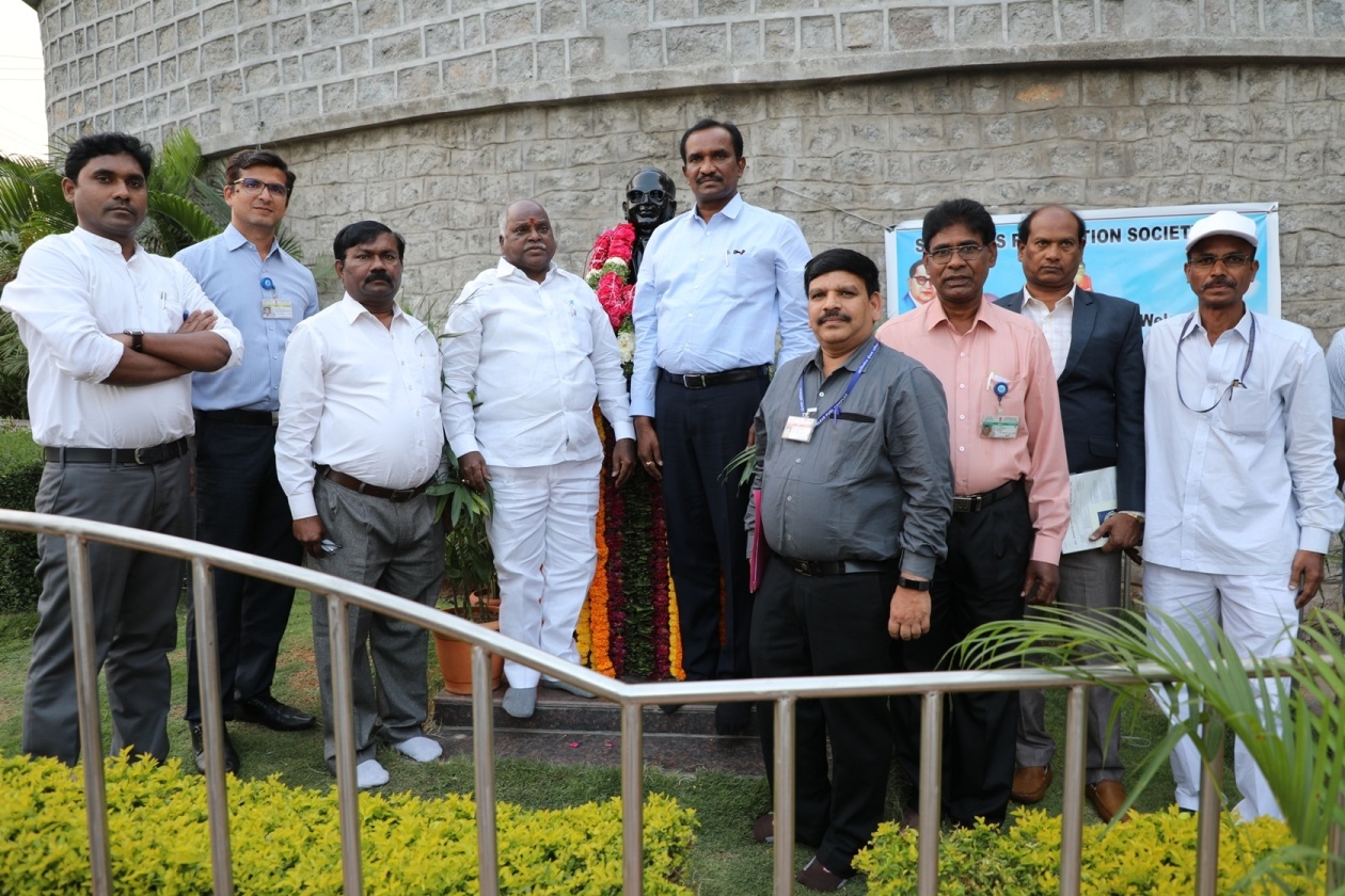 Garlanding the bust of Dr. BR Ambedkar