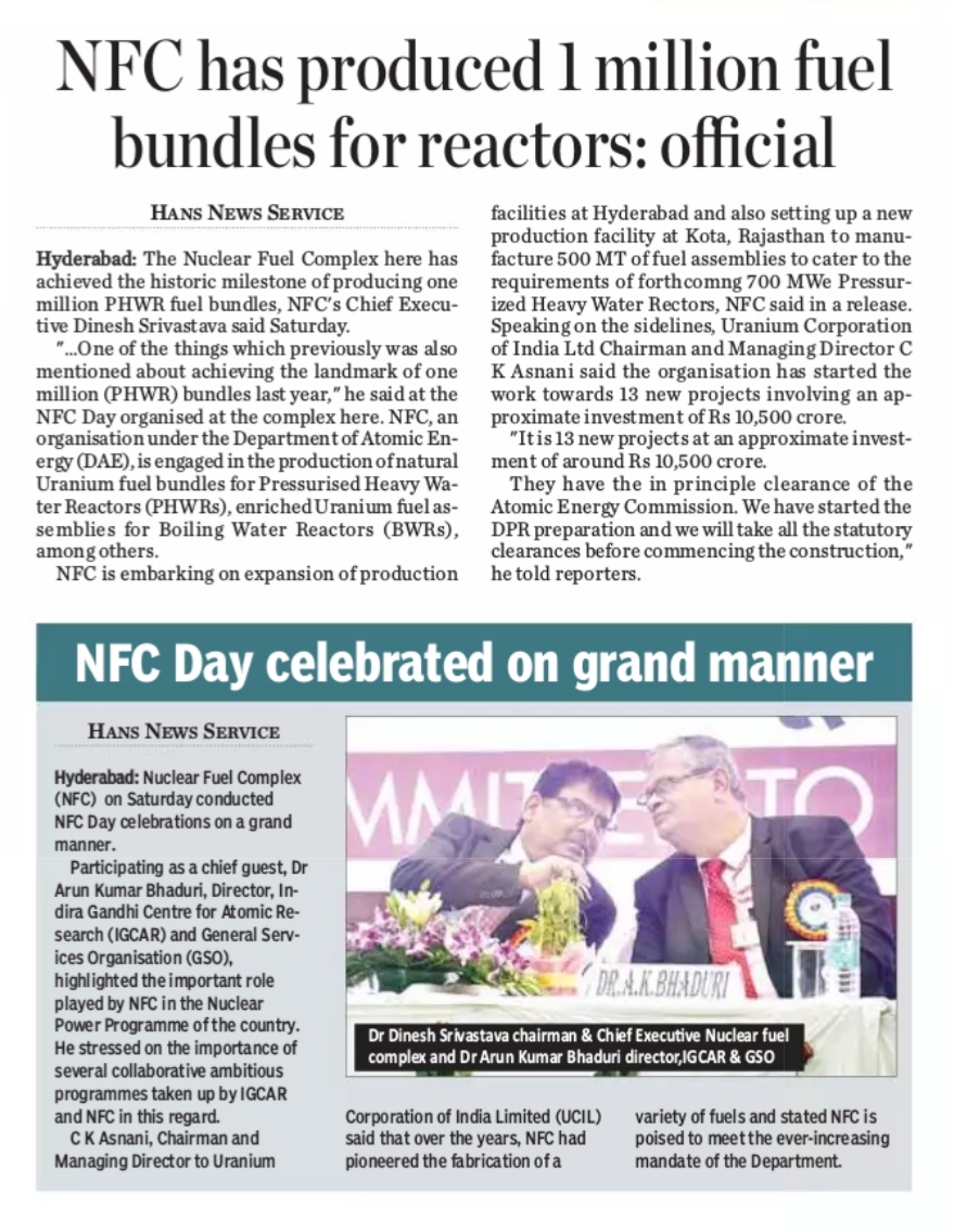 Hans India English Daily 02.06.19 on ocassion of NFC Day 2019.