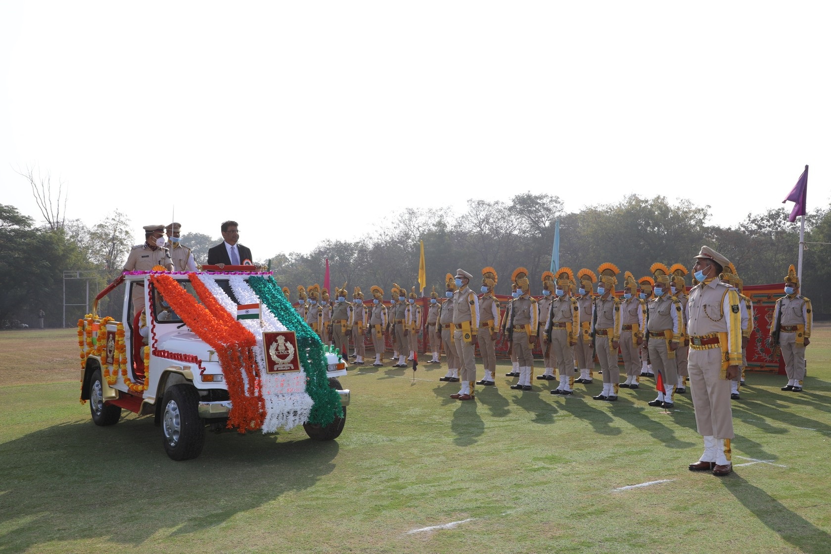 Inspection of the platoons by Dr. Dinesh Srivastava, CE, NFC.