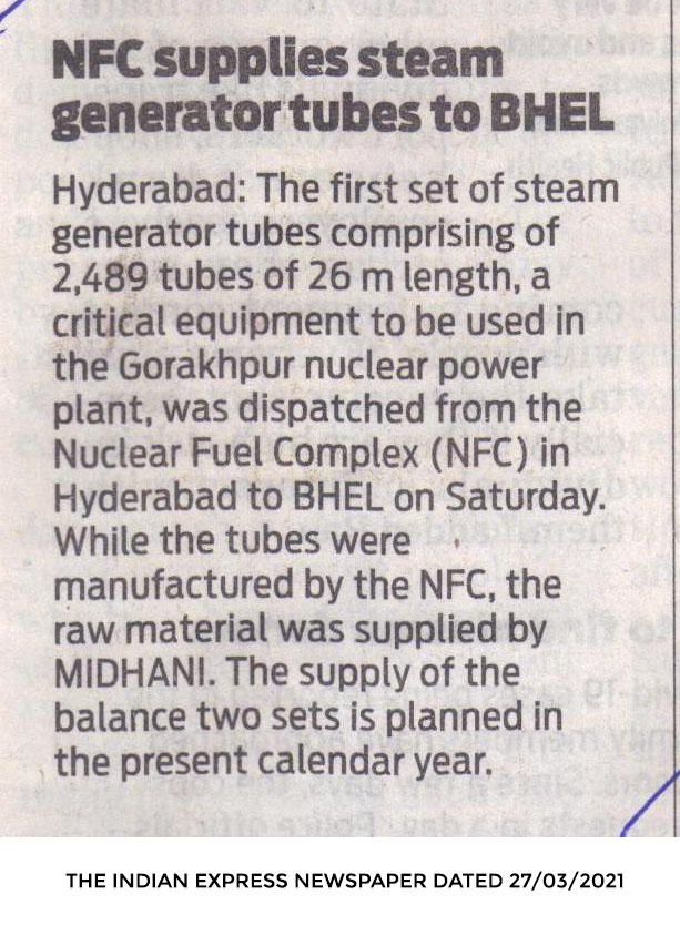 Indian Express Newspaper dated 27/03/2021.