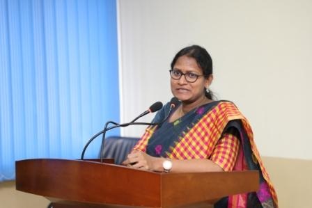 Dr. Vasundara addressing Women Employees