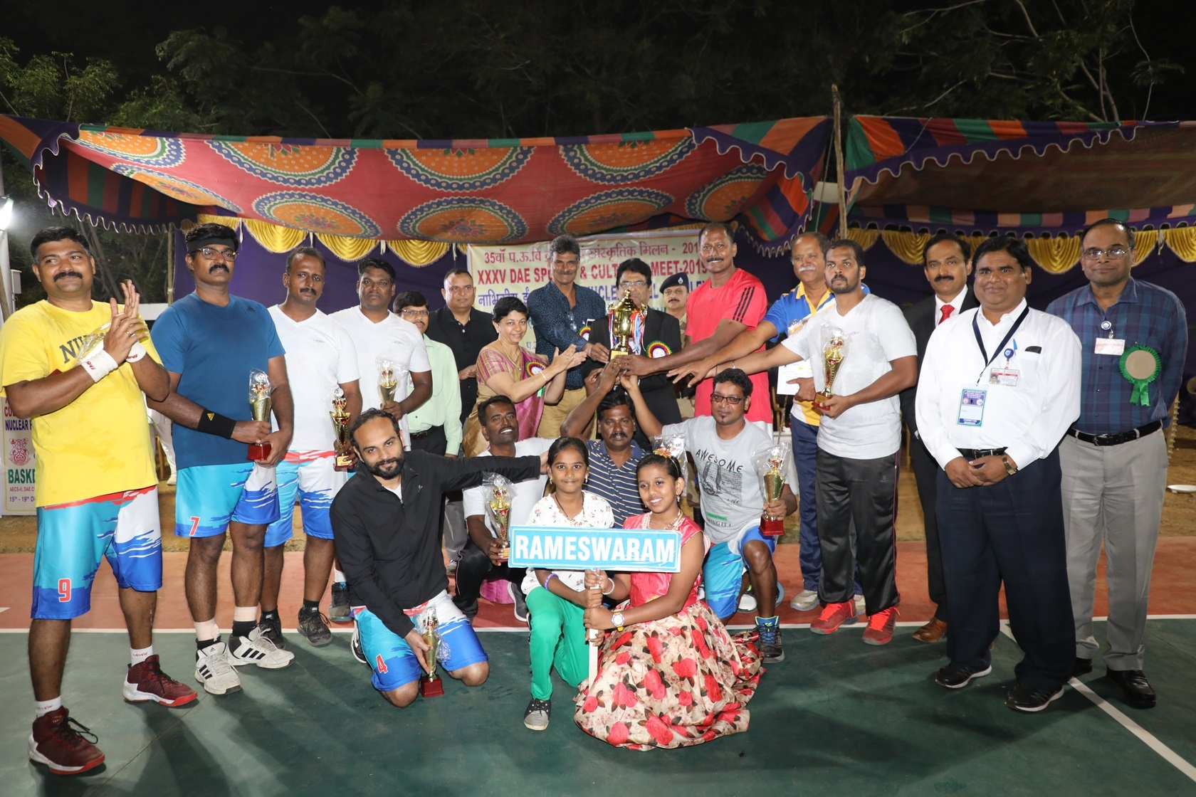 Winner Team Rameshwaram  along with Trophy.