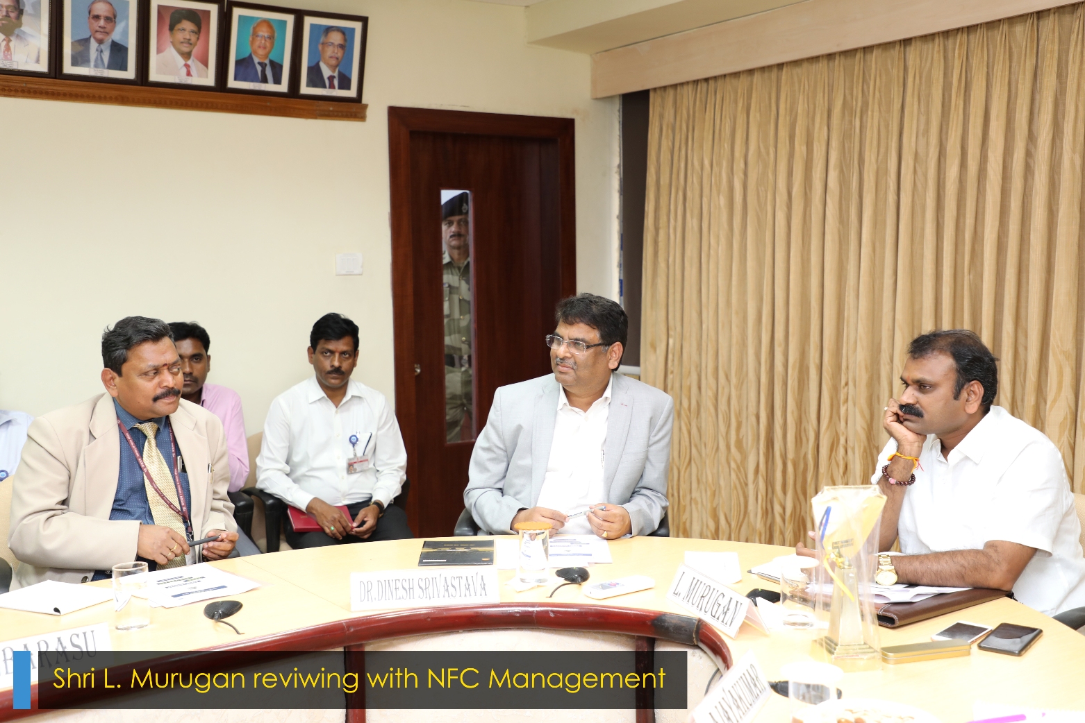 Shri L. Murugan reviwing with NFC Management