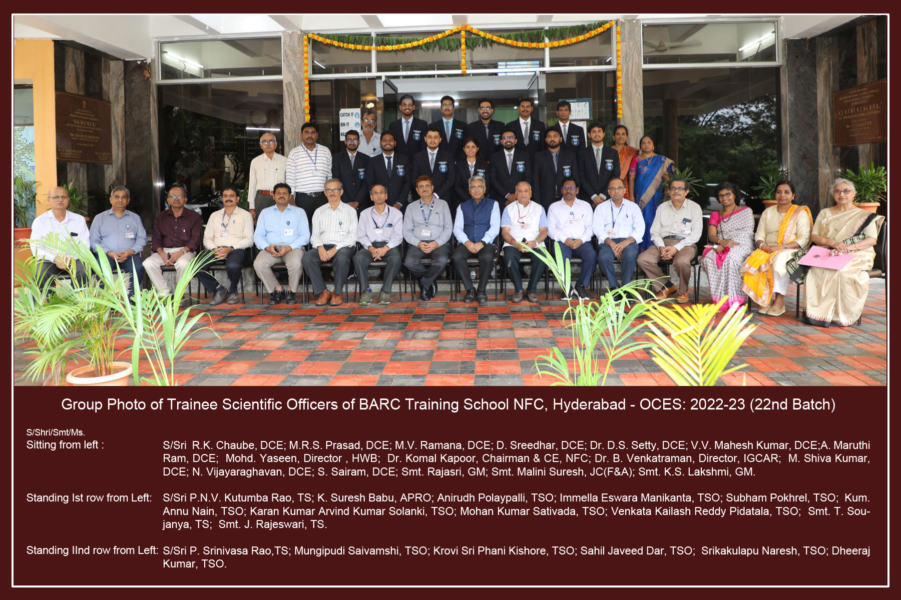 Training school officers of 22nd batch (2022-23)BARC Training school,along with officers of NFC and Training School Staff NFC - Hyderabad .